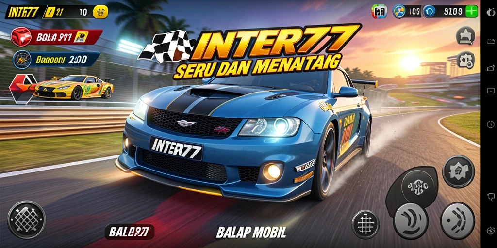 Tampilan antarmuka game Balap Mobil INTER77 yang dinamis dan menarik.