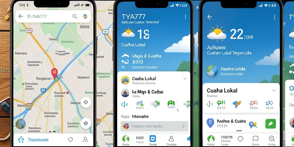 Tampilan antarmuka aplikasi TYA777 dengan fitur cuaca lokal yang informatif.