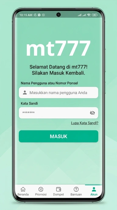 Tampilan halaman login mt777